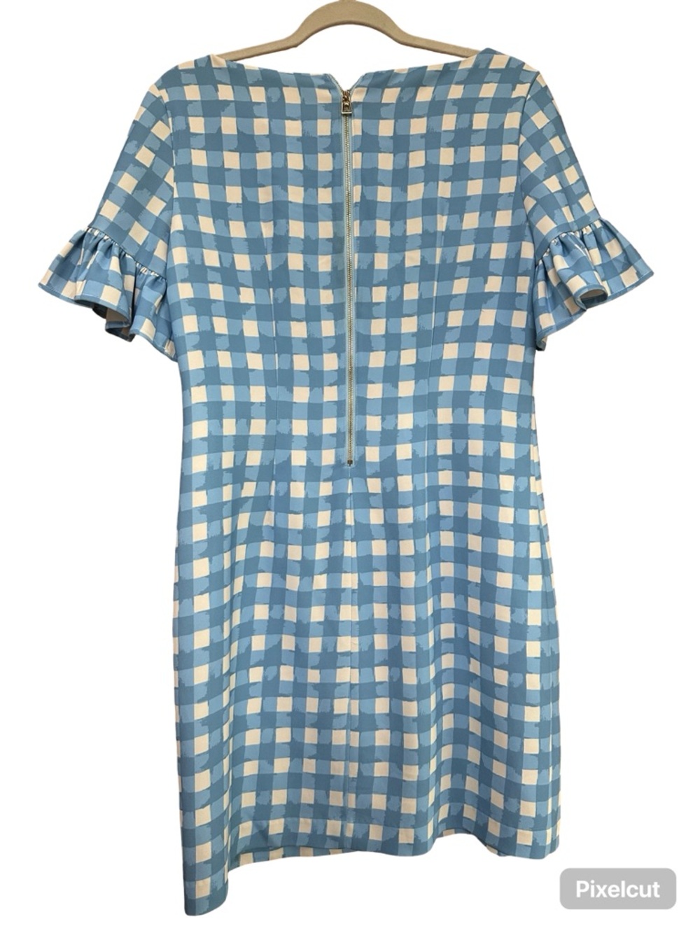 Sail to Sable Gingham Ruffle-Sleeve Spring Graduation Wedding guest Dress - Picture 4 of 12